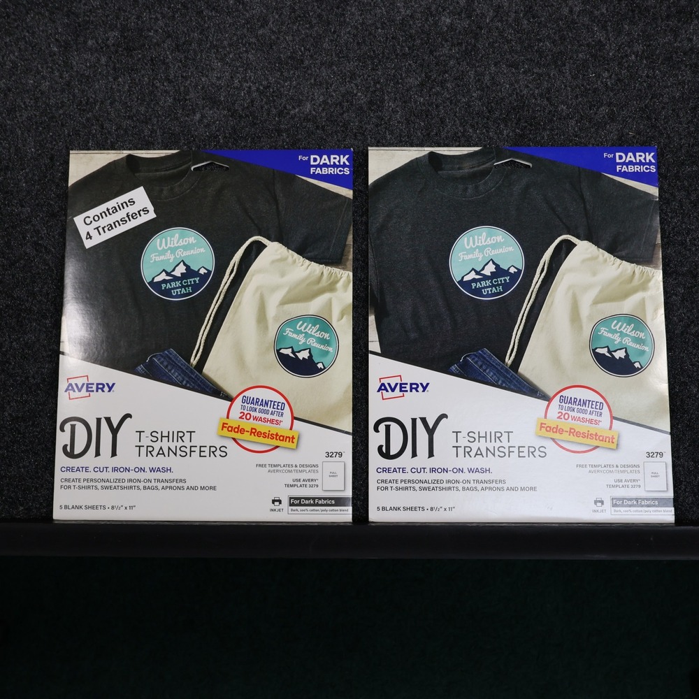 Avery 3279 DIY T-Shirt Transfers for Dark Fabrics Inkjet 8.5x11 Lot of 9 Sheets